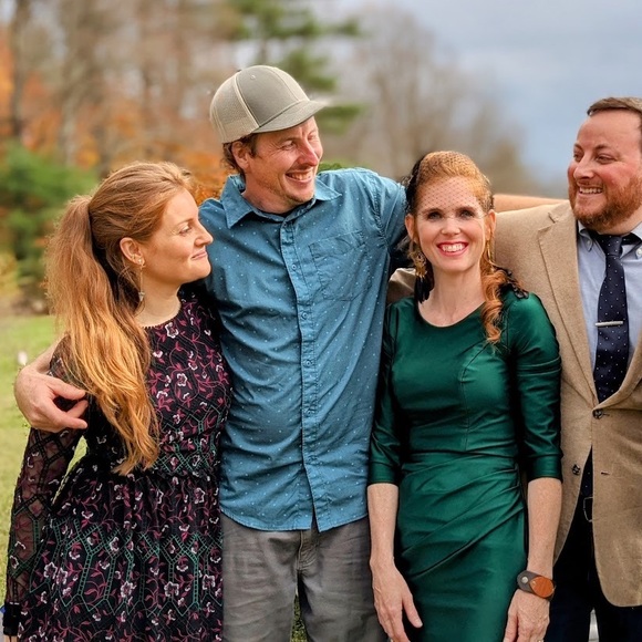 MONIQUE LHUlLLER | Vine Embroidered Velvet Bow Trim Dress - Picture 4 of 7